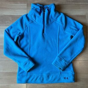 Under Armour blue half zip mock neck pullover fleece sweater athletic jacket